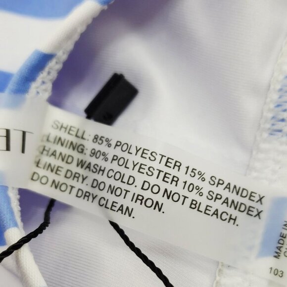 Blue White Striped Bikini Set Scoop Neck Top High Waist Bottoms Size M Tempt Me - Picture 6 of 6